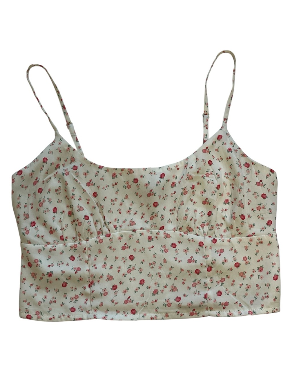 American Eagle Floral Crop Top Sz M Pink White